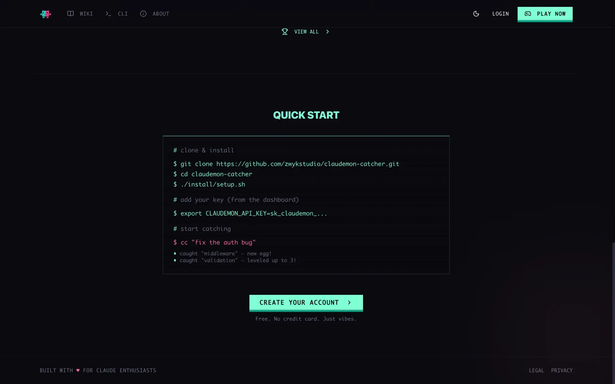 Le terminal d’installation : la commande cc "fix the auth bug", puis la sortie qui annonce un nouvel œuf attrapé, « middleware ».